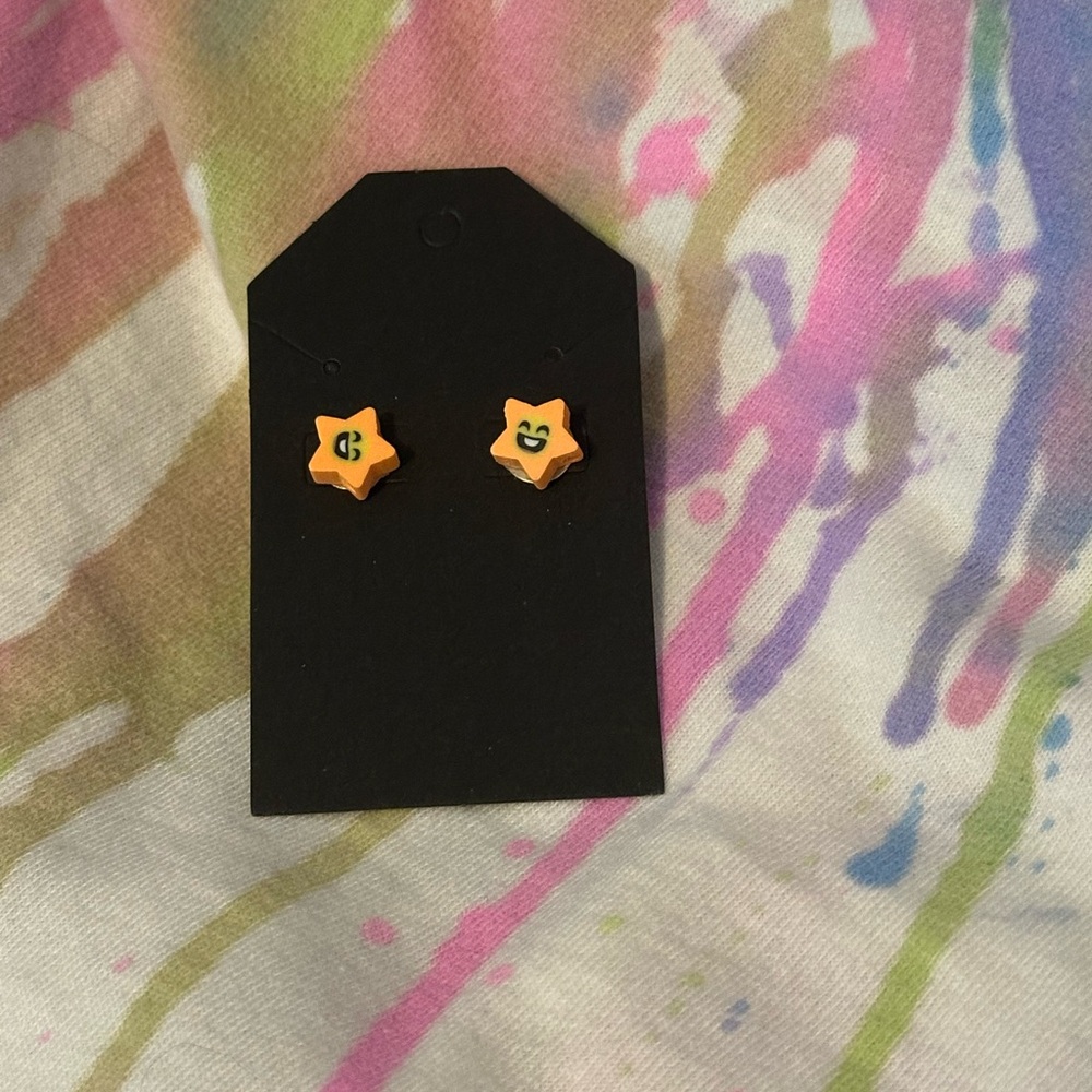 Star Shaped Kids Earrings - Orange